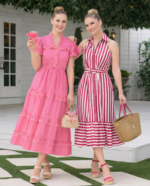 Candy Stripe Belted Midi Dress - Image 2