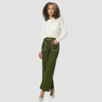 Olive Green Wide Leg Jeans