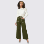 Olive Green Wide Leg Jeans - Image 4