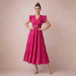 Rose Charm Tiered Midi Dress - Image 2