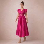 Rose Charm Tiered Midi Dress - Image 3