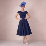 Radiant Navy Off-Shoulder Midi Dress - Image 3