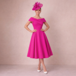 Radiant Fuchsia Off-Shoulder Midi Dress