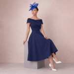 Radiant Navy Off-Shoulder Midi Dress - Image 2