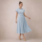 Sky Breeze Belted Midi Dress - Image 3