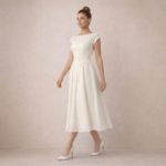 Azure Elegance Pleated Midi Dress - Image 7