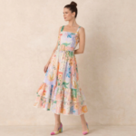 Pastel Print Belted Midi Dress - Image 2