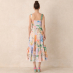 Pastel Print Belted Midi Dress - Image 3