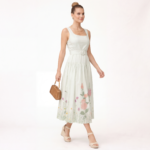 Ivory Floral Belted Tiered Midi Dress - Image 2