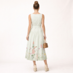 Ivory Floral Belted Tiered Midi Dress - Image 4