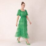 Green Tiered Tulle Midi Dress - Image 2
