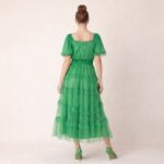 Green Tiered Tulle Midi Dress - Image 4