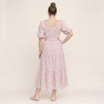 Pink Check Tiered Midi Dress - Image 6