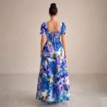 Blue Floral Puff Sleeve Maxi Dress - Image 5