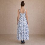 Blue Floral Tiered Maxi Dress - Image 4