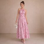 Pink Paisley Halter Maxi Dress