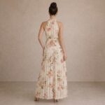 Floral Halter Neck Pleated Maxi Dress - Image 5