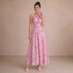 Pink Paisley Halter Maxi Dress - Image 2