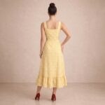 Yellow Gingham Belted Midi Dress - Image 4