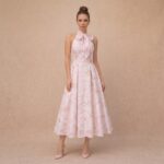 Blush Pink Floral Halter Midi Dress - Image 3