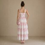 White & Pink Floral Tiered Maxi Dress - Image 4
