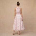 Blush Pink Floral Halter Midi Dress - Image 4