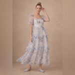 Floral Puff Sleeve Tiered Maxi Dress