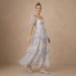 Floral Puff Sleeve Tiered Maxi Dress - Image 3