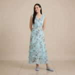 Ruffle Trim Floral Pleated Midi Dress - Image 3
