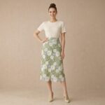 Floral Lace High-Waisted Midi Skirt