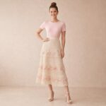 Embroidered Floral Lace Midi Skirt