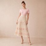 Embroidered Floral Lace Midi Skirt - Image 3