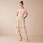 Embroidered Floral Lace Midi Skirt - Image 5