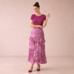 Floral Ruffle Tiered Maxi Skirt