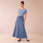 Classic A-Line Denim Maxi Skirt