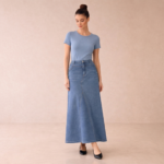 Classic A-Line Denim Maxi Skirt - Image 3