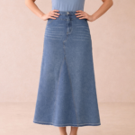 Classic A-Line Denim Maxi Skirt - Image 4