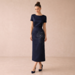 Embellished Floral Satin Midi Skirt - Image 3
