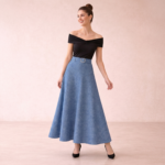 Denim Style A-Line Maxi Skirt