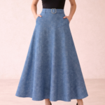 Denim Style A-Line Maxi Skirt - Image 3
