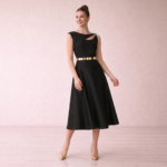 Gold Pleated Panel Midi Dress - Image 6