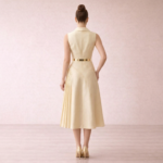 Gold Pleated Panel Midi Dress - Image 12