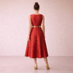 Gold Pleated Panel Midi Dress - Image 16