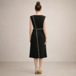 Black Embellished Trim Midi Dress - Image 4