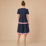 Navy Tiered Midi Dress - Image 3