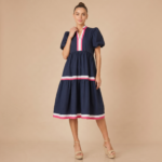 Navy Tiered Midi Dress - Image 4
