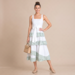 White Tiered Midi Dress