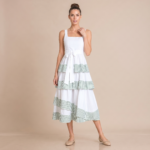 White Tiered Midi Dress - Image 3