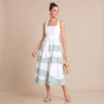 White Tiered Midi Dress - Image 5