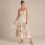 Pastel Print Tiered Maxi Dress